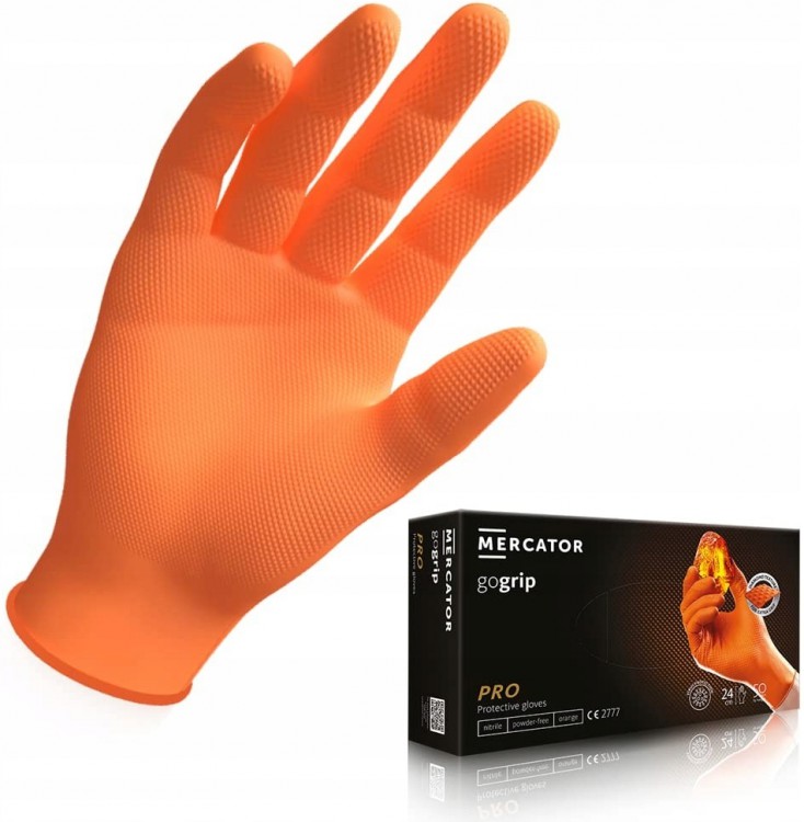 Rukavice Gogrip M Orange Nitril 50ks Nep | Úklidové a ochranné pomůcky - Rukavice, zástěry a čepice